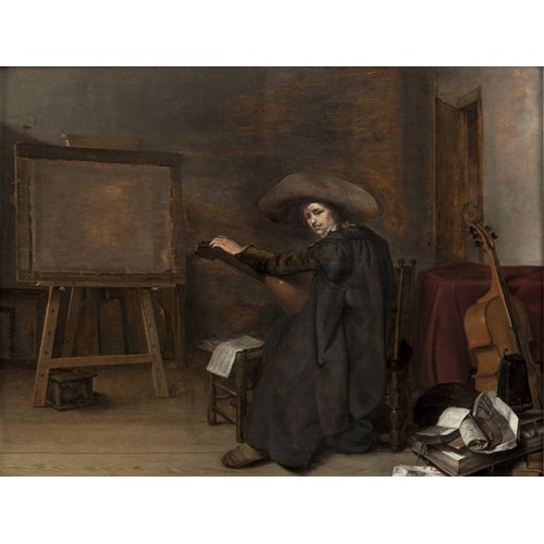 A Painter in his Studio, Tuning a Lute